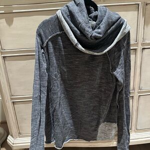 Free People Two-Tone Gray Cowl Neck Sweater